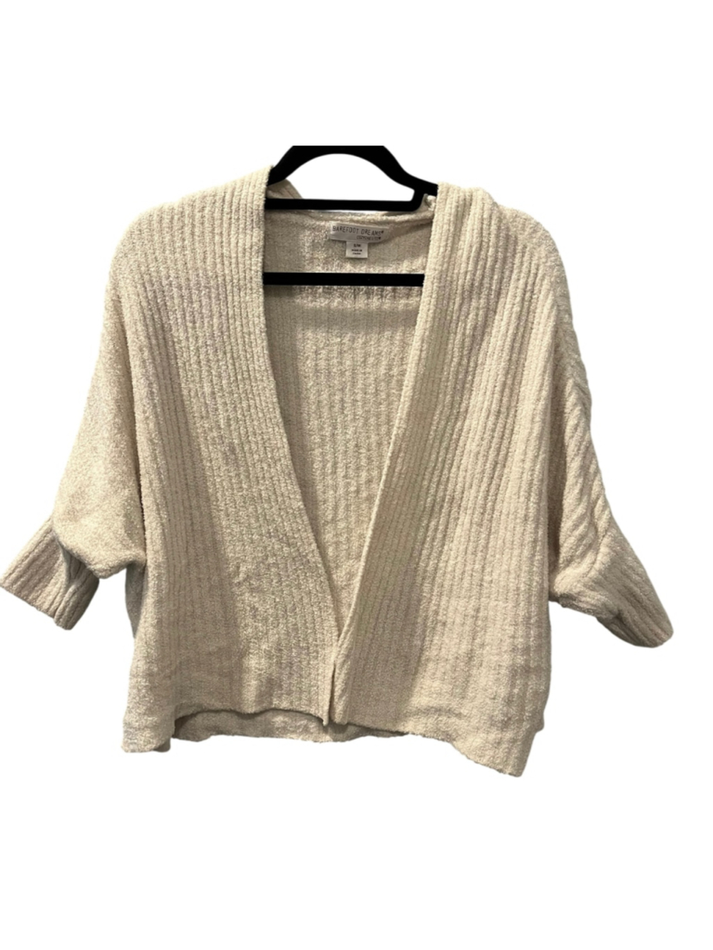 Barefoot Dreams Cozychic Lite Ribbed Shrug Cardigan Cream Size S/M Soft Stretch